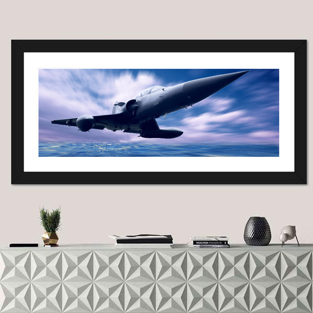 Fighter Jet Ascending Over Clouds Wall Art