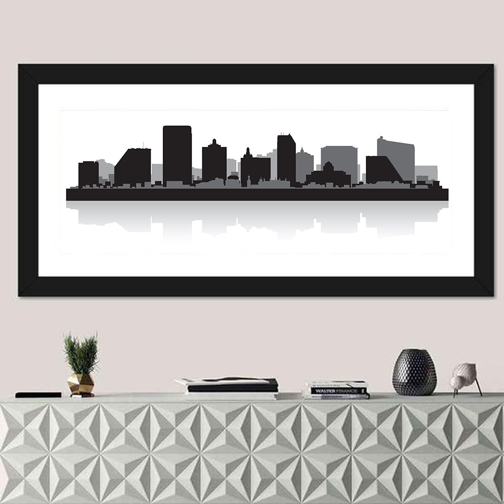 Atlantic City Skyline Wall Art in a room, panoramic