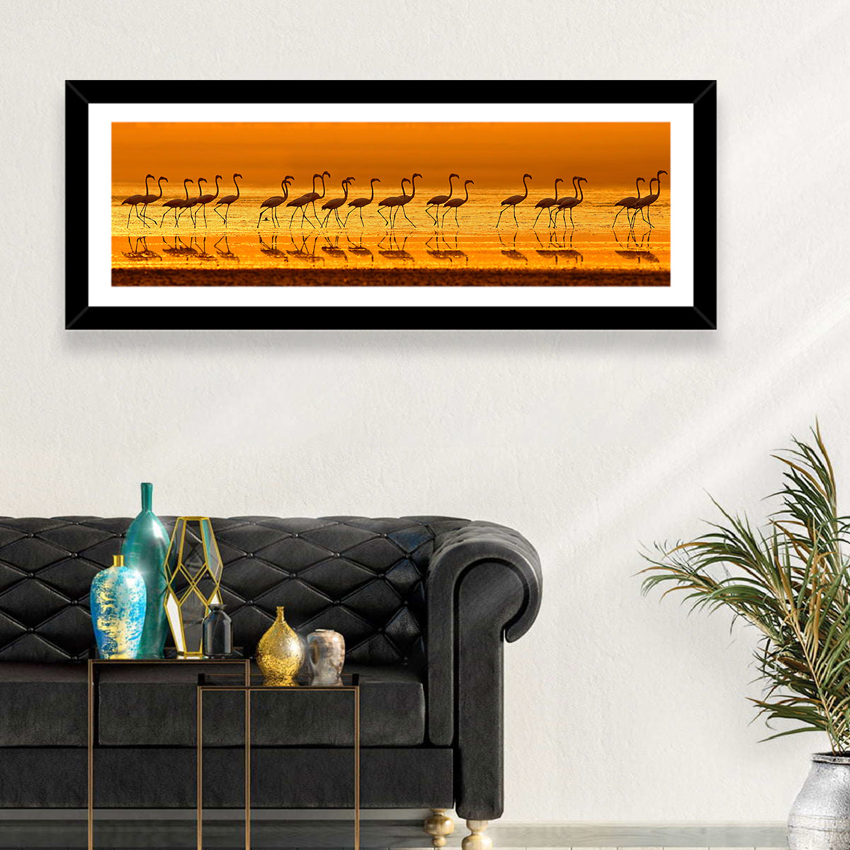 Lined Up Flamingos Wall Art