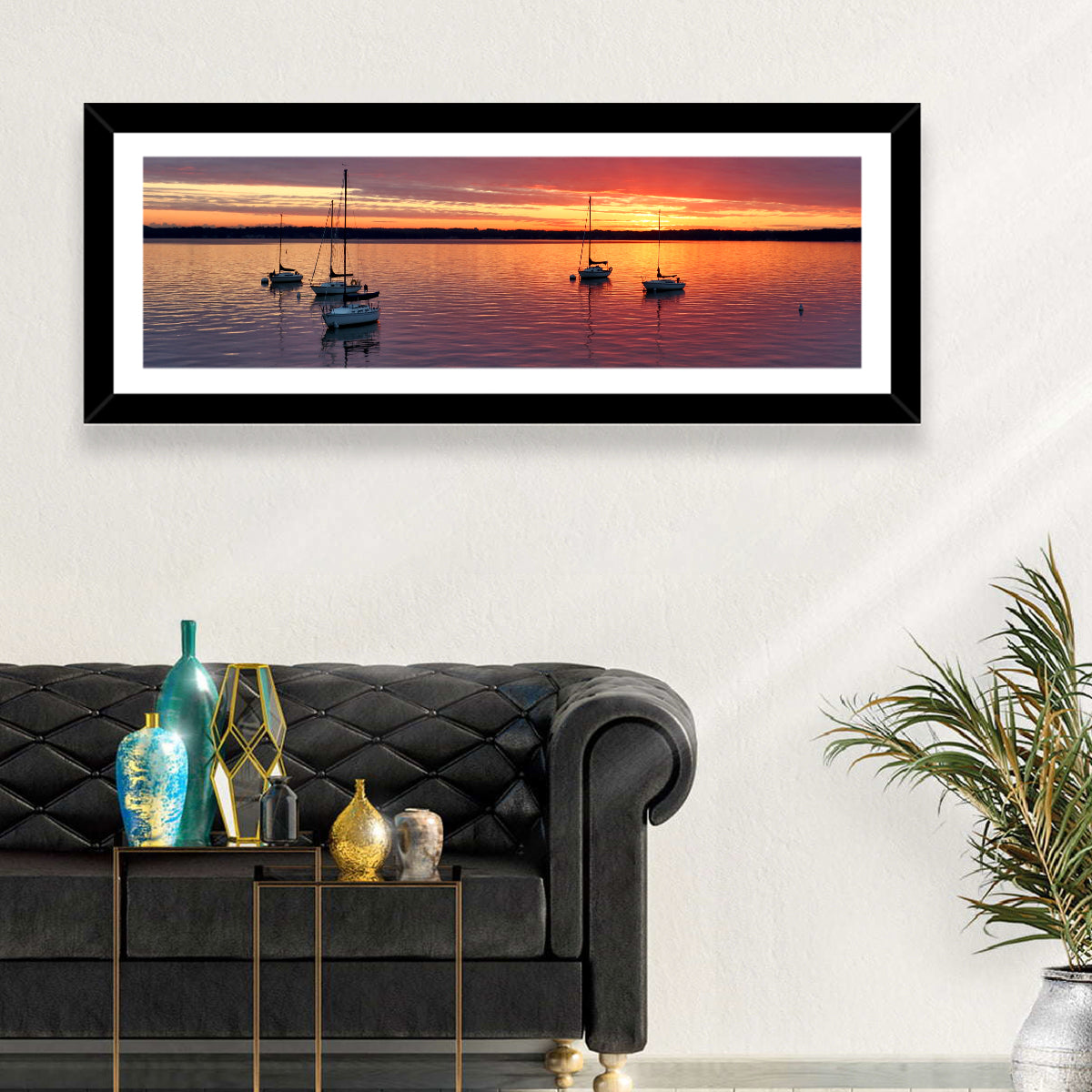 Lake Mendota Sailboats at Sunset Wall Art