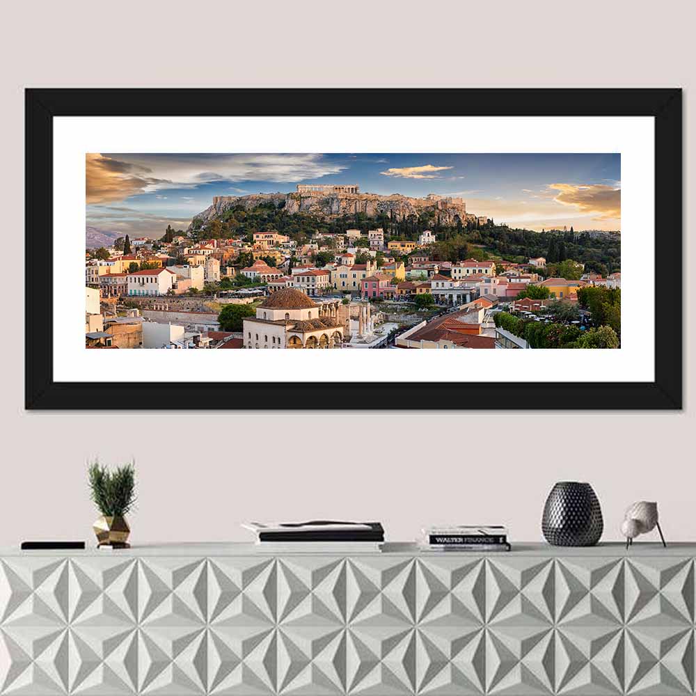 Acropolis and Parthenon Over Athens at Golden Hour Wall Art