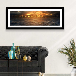 Vikings Ships Sunset Wall Art