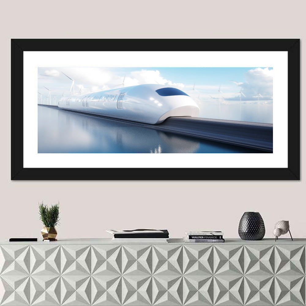 Futuristic Monorail Perspective Wall Art in a room, panoramic