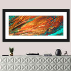 Flowing River Abstract in Orange and Teal Wall Art
