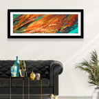 Flowing River Abstract in Orange and Teal Wall Art