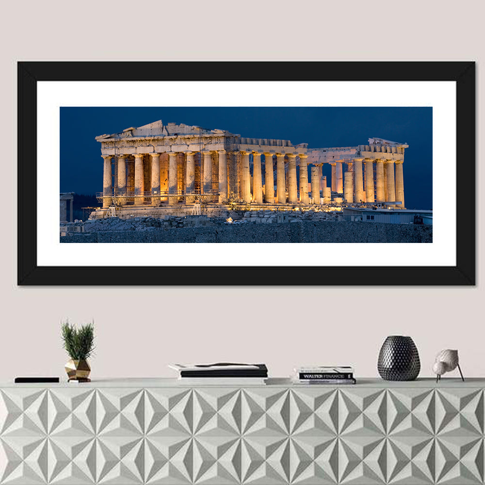 Illuminated Parthenon at Night Wall Art