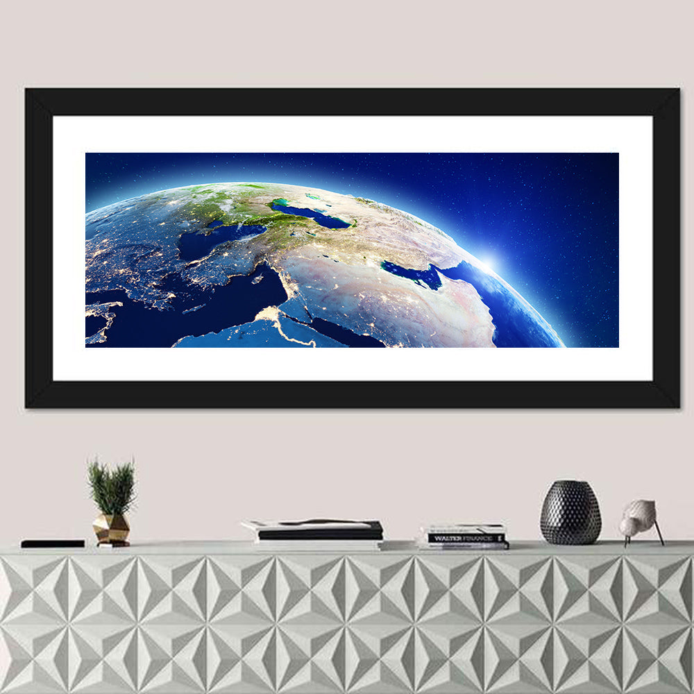 Middle East from Orbit Wall Art in a room, panoramic
