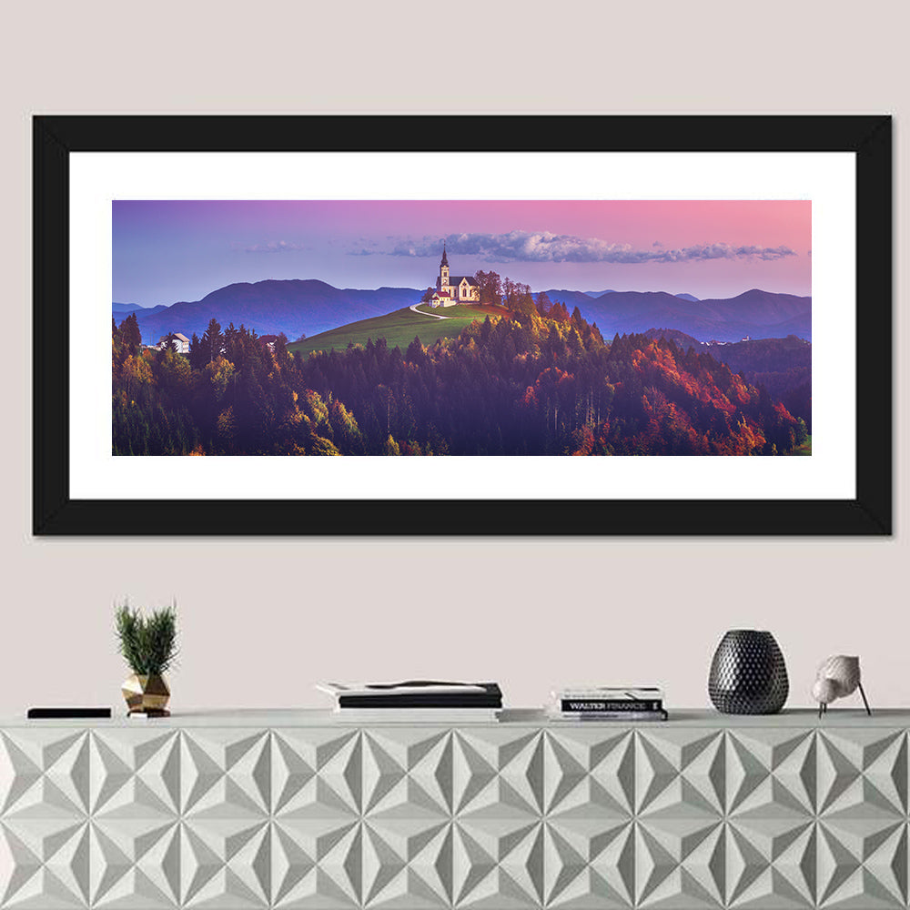 Saint Leonard Hilltop Church Wall Art in a room, panoramic