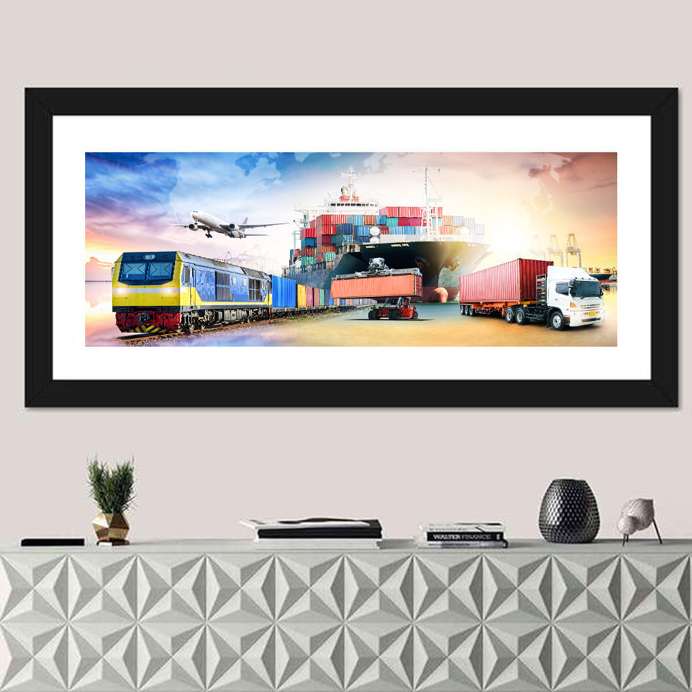 Global Logistics Concept Wall Art in a room, panoramic