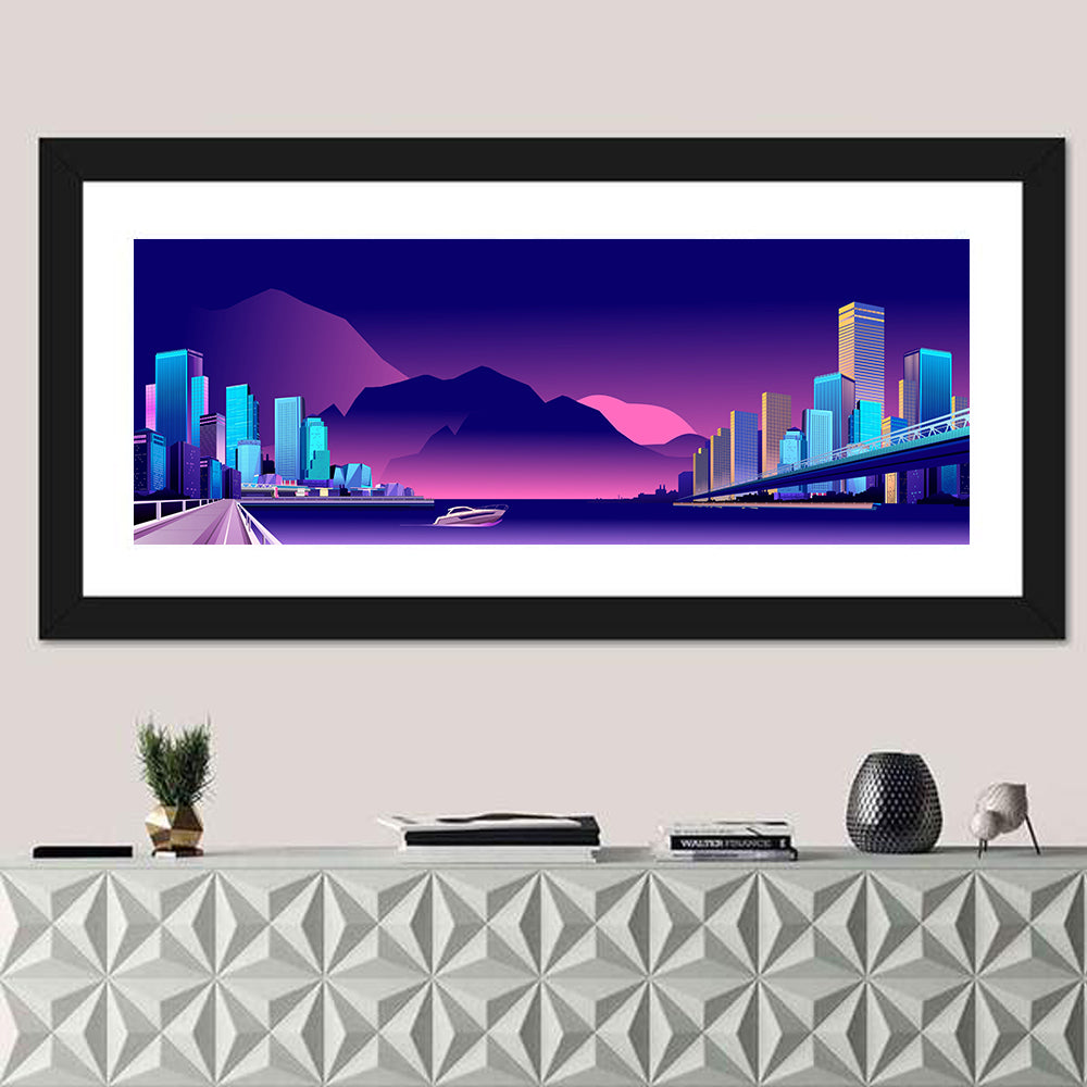 Purple Harbor Skyline Wall Art