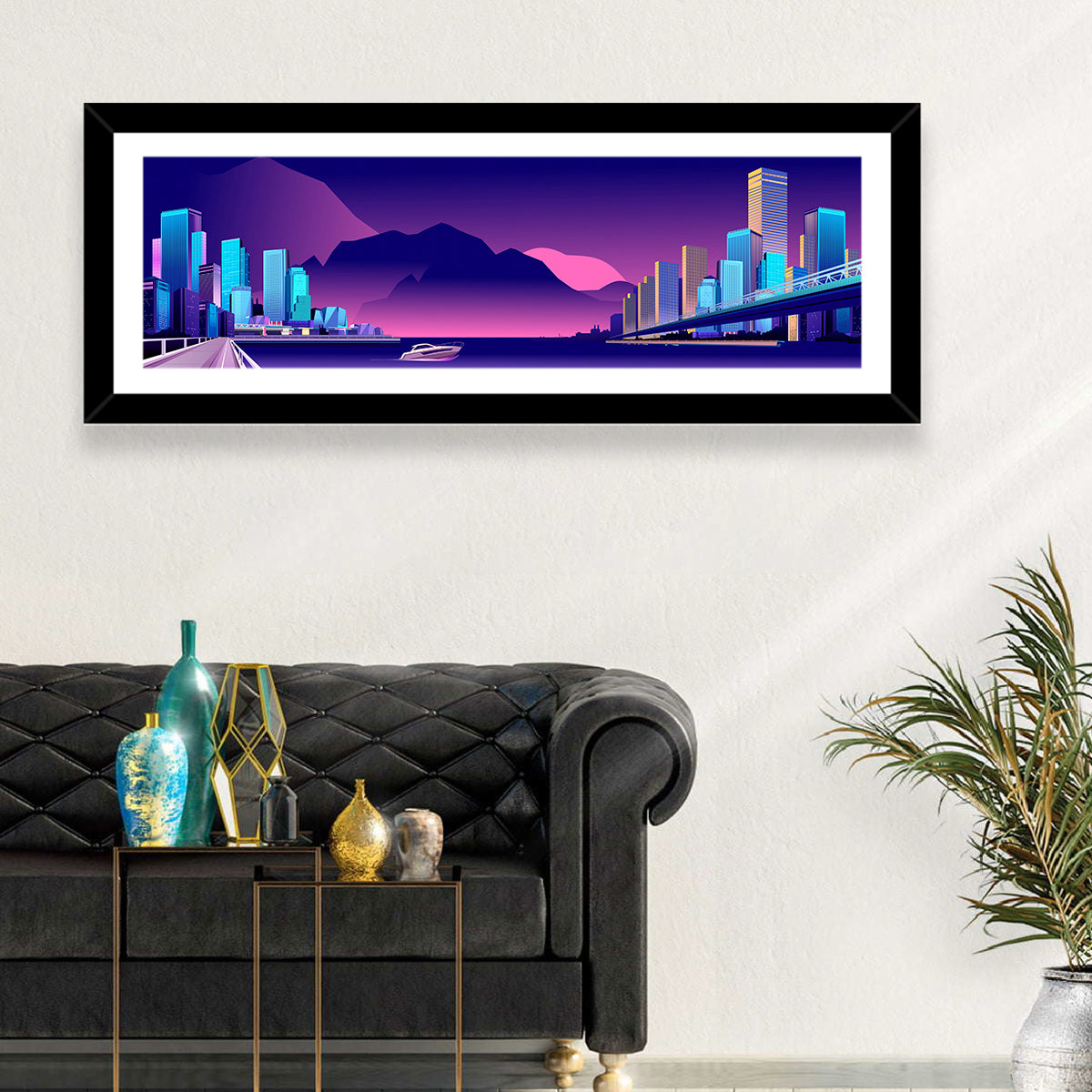 Purple Harbor Skyline Wall Art