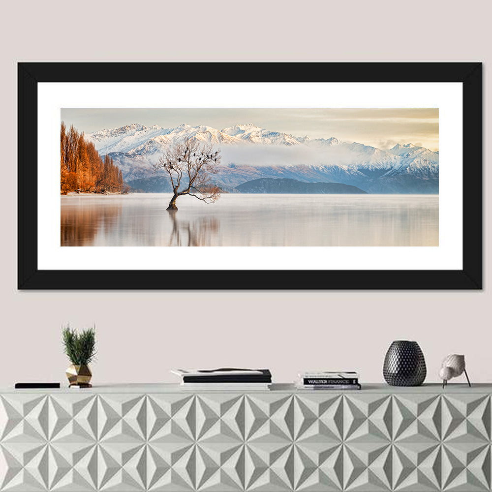 That Wanaka Tree, Lake Wanaka Wall Art in a room, panoramic