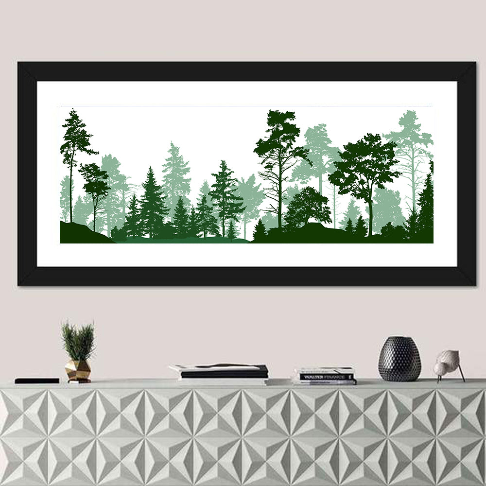 Layered Green Forest Silhouette Wall Art