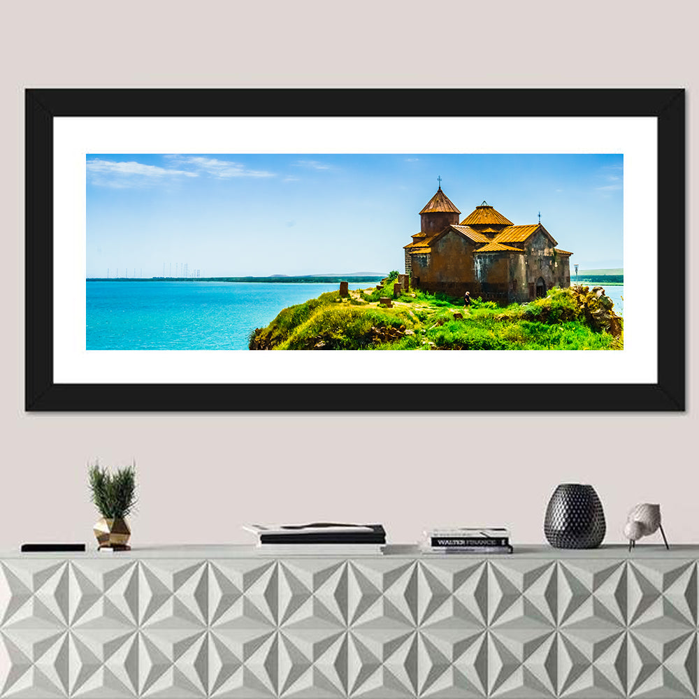 Sevanavank on Lake Sevan Wall Art in a room, panoramic