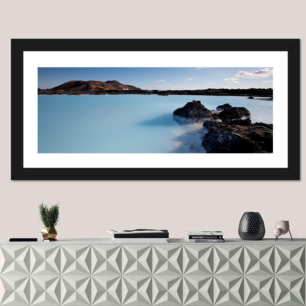 Blue Lagoon in Grindavík, Iceland Wall Art in a room, panoramic