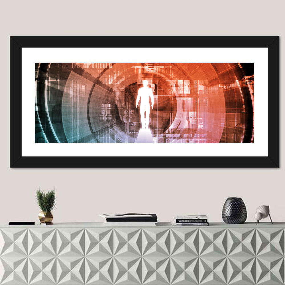 Future Technology Gateway Wall Art in a room, panoramic