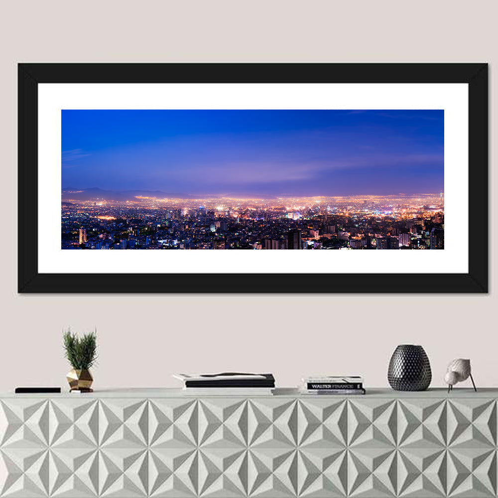 Tehran Nightscape Wall Art in a room, panoramic