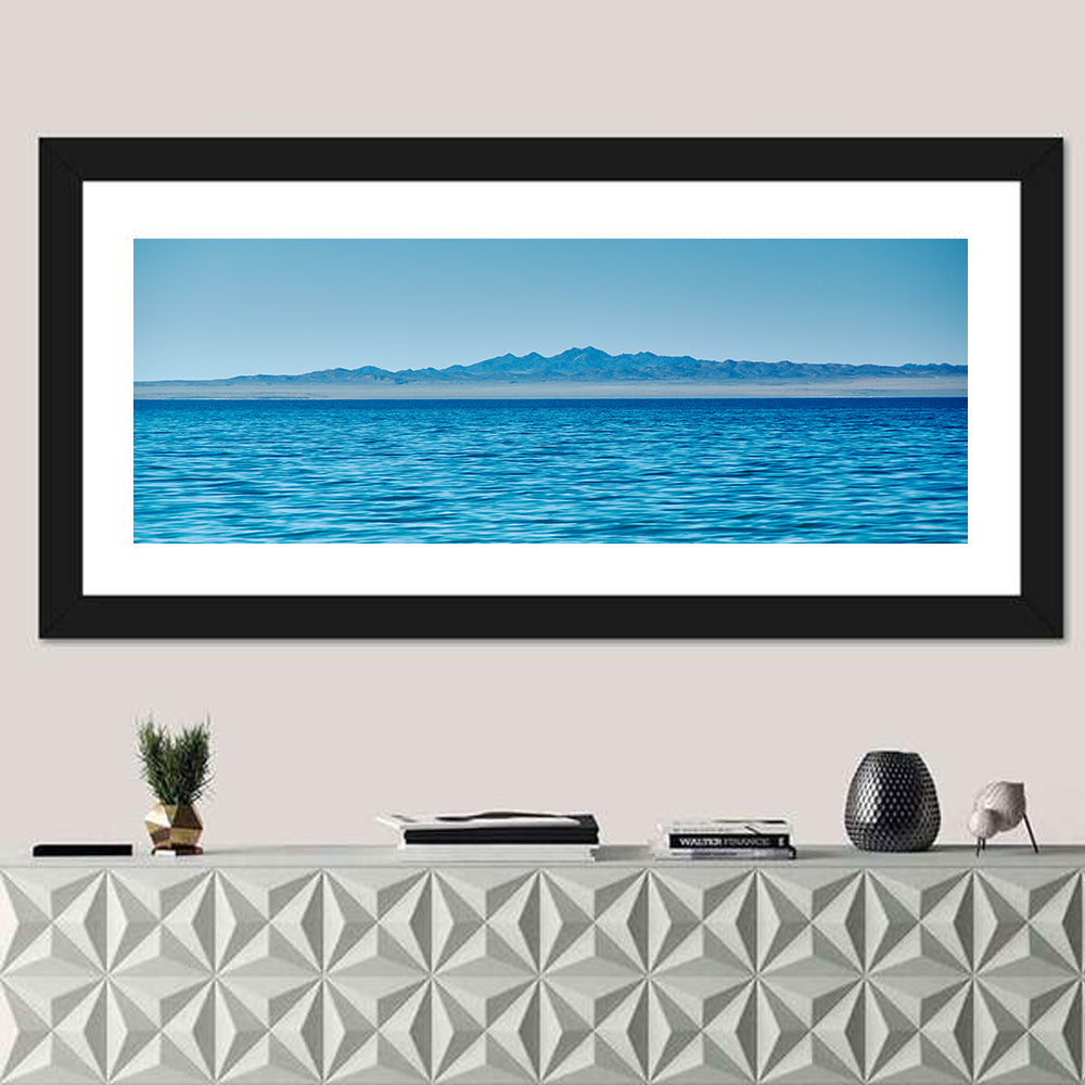 Khyargas Nuur Lake Wall Art in a room, panoramic