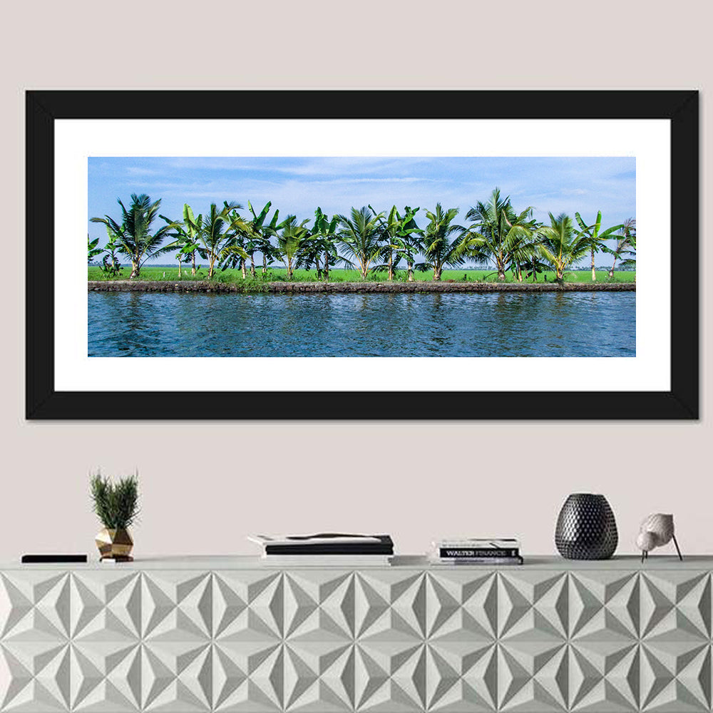 Vembanad Lake Landscape Wall Art in a room, panoramic