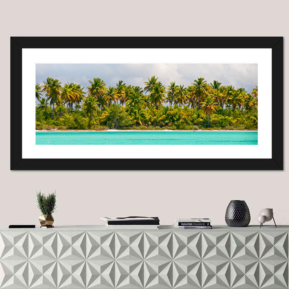 Turquoise Lagoon Palm Tree Beach Wall Art