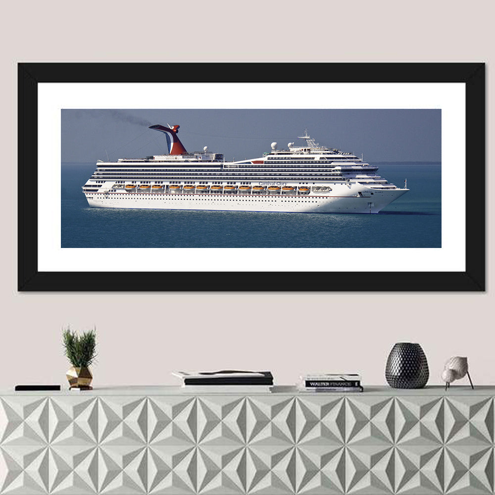 Carnival Glory Cruise Ship Wall Art in a room, panoramic