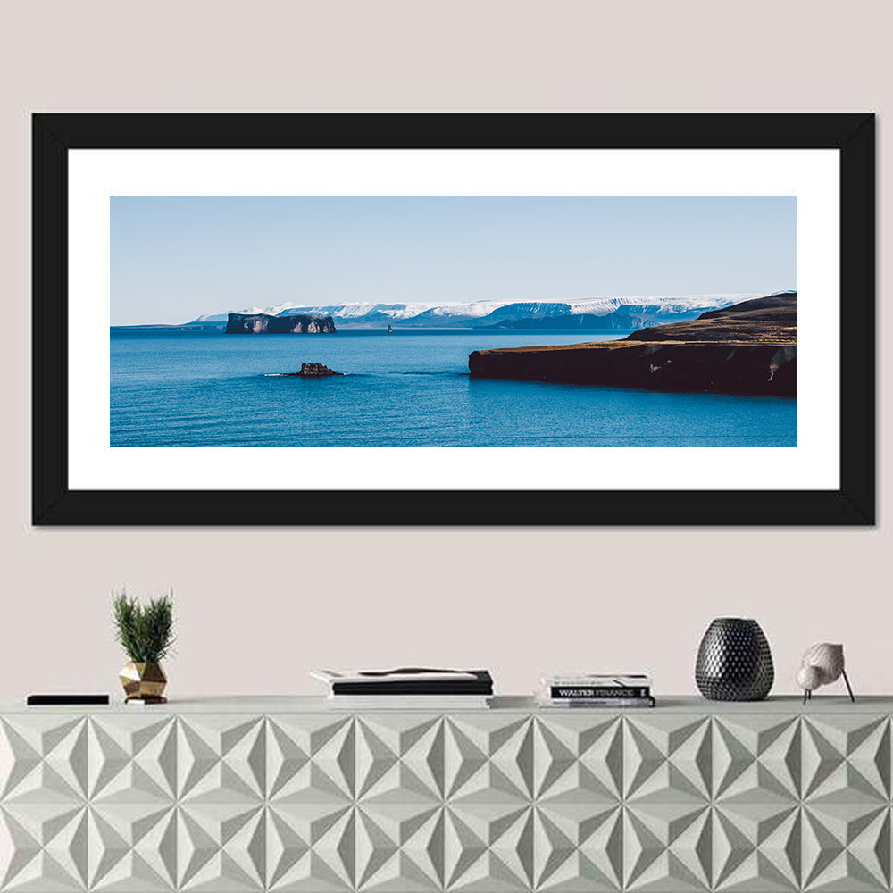 Calm Blue Lake with Coastal Cliffs Wall Art