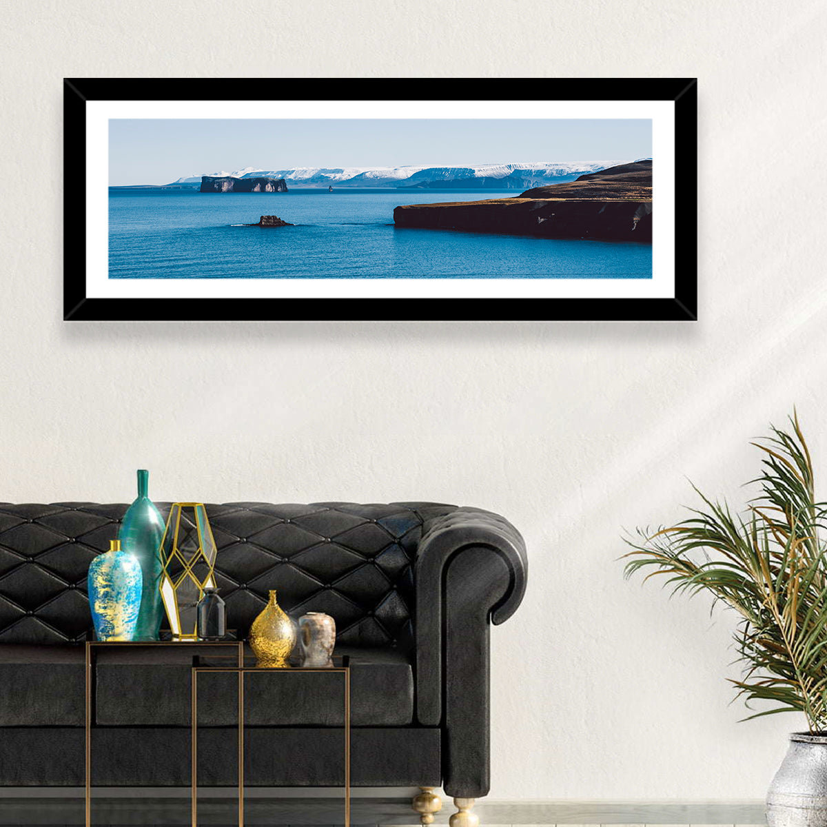 Calm Blue Lake with Coastal Cliffs Wall Art