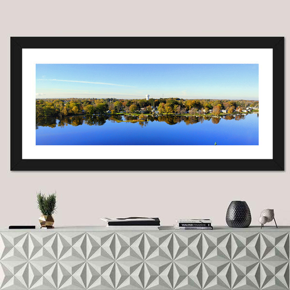 Oneida Lake Water Tower Wall Art in a room, panoramic