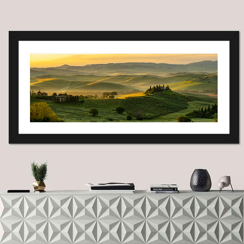 Tuscan Hill Meadows Wall Art in a room, panoramic