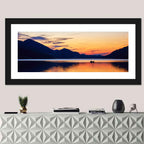Lake Fuschl Sunset with Boat Wall Art