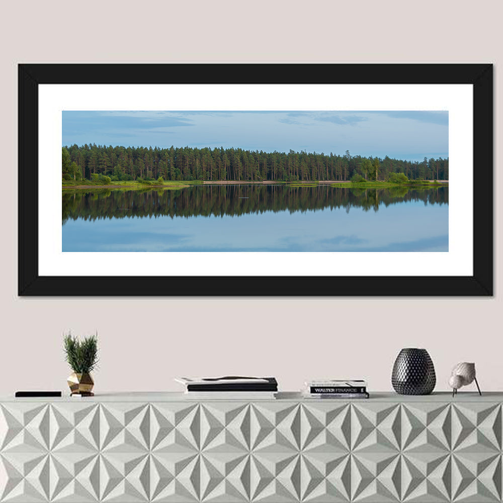 Lake Vanern Moonlight Wall Art in a room, panoramic