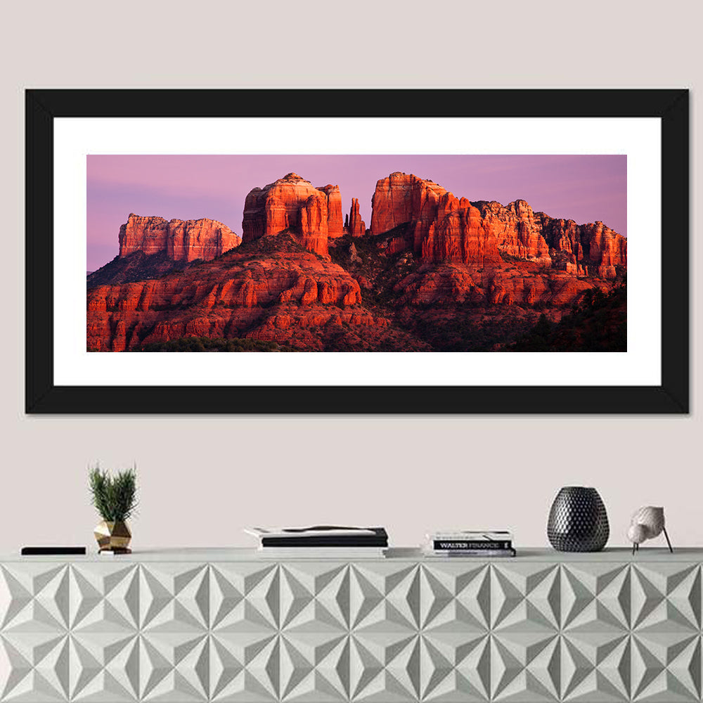 Cathedral Rock Sunset, Sedona Wall Art in a room, panoramic