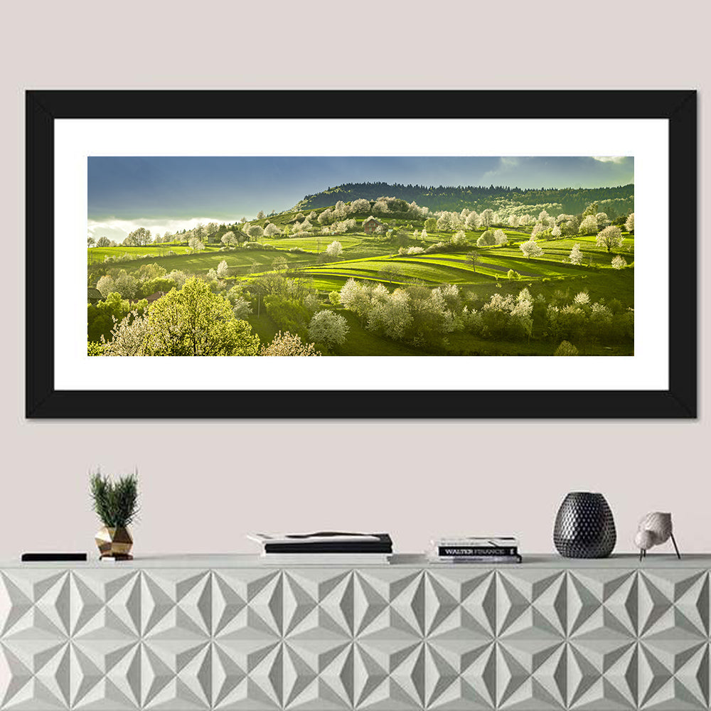 Spring Blossoms in Polana Wall Art in a room, panoramic