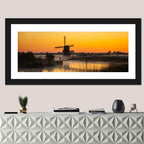 Misty Sunrise Windmill Wall Art