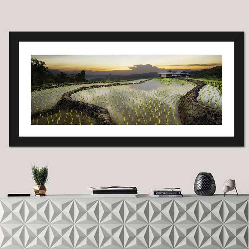 Pa Pong Peang Rice Terrace Wall Art in a room, panoramic