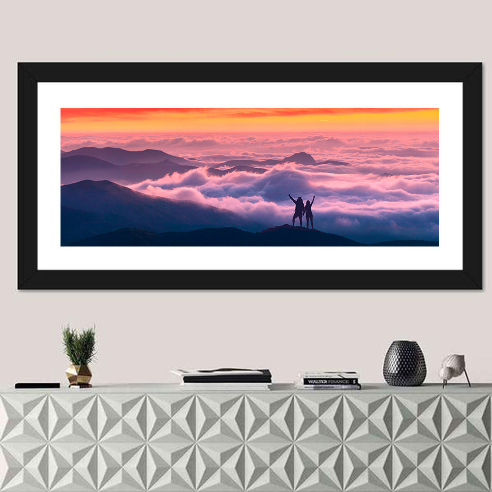 Sunset Summit Hikers Wall Art