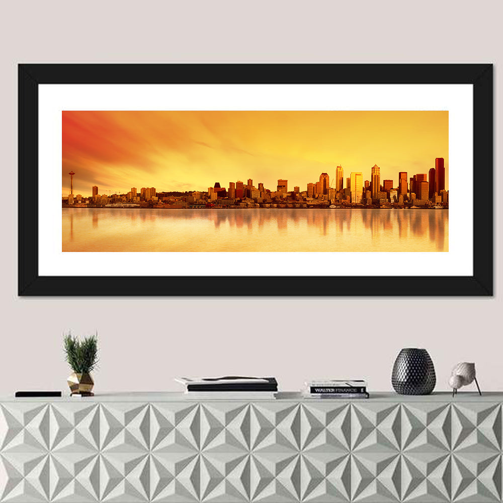Seattle Skyline in Golden Hour Wall Art