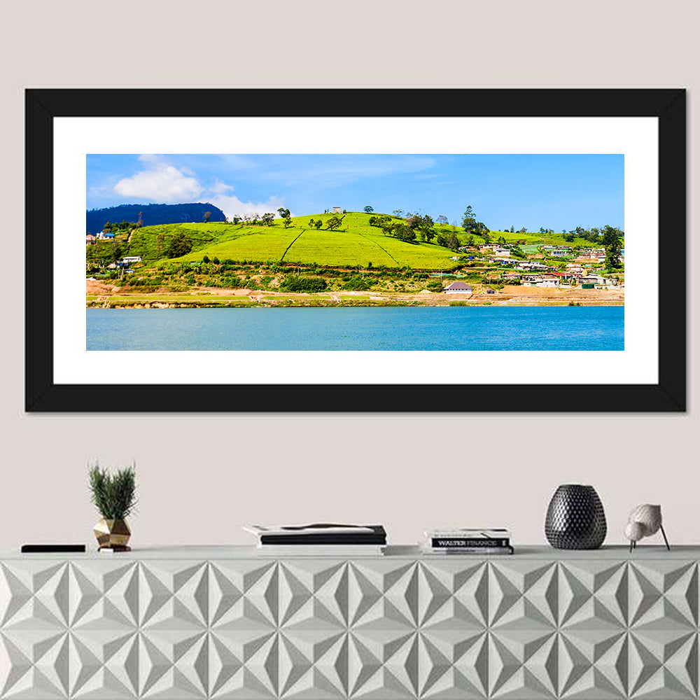 Lake Gregory Landscape Wall Art in a room, panoramic