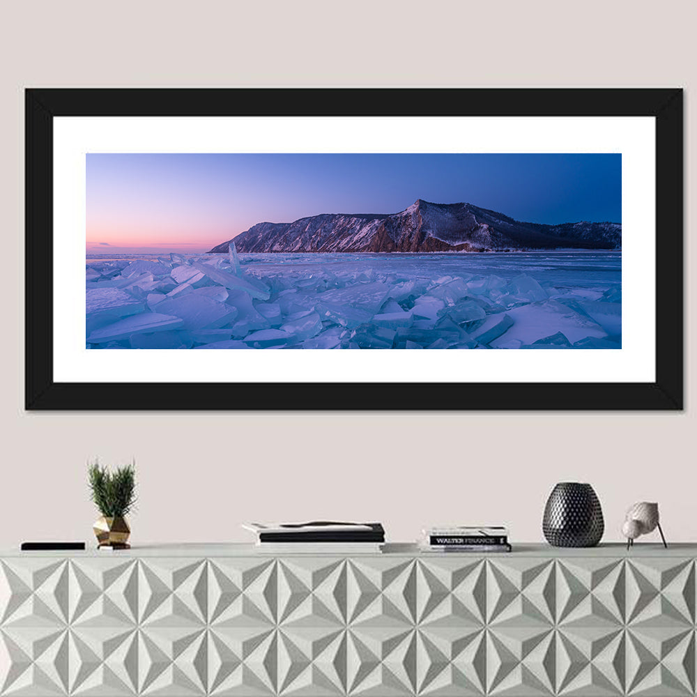 Twilight Over Lake Baikal Wall Art in a room, panoramic