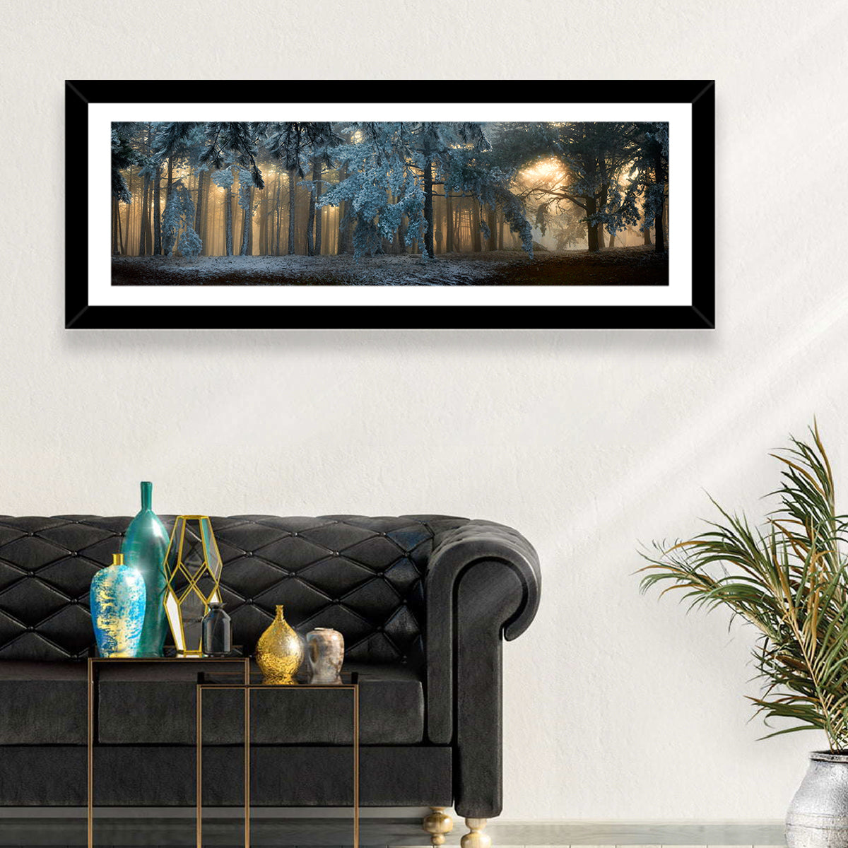 Golden Snowy Forest Wall Art