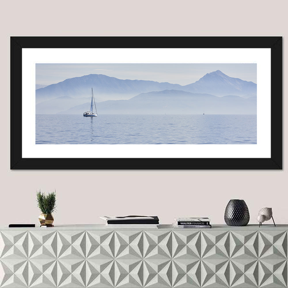 Sailboat and Misty Mountains Wall Art