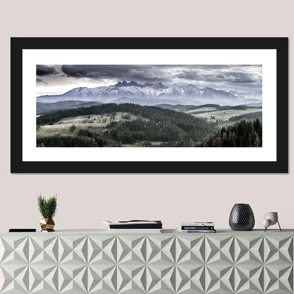 Snow-capped High Tatras, Poland Wall Art in a room, panoramic