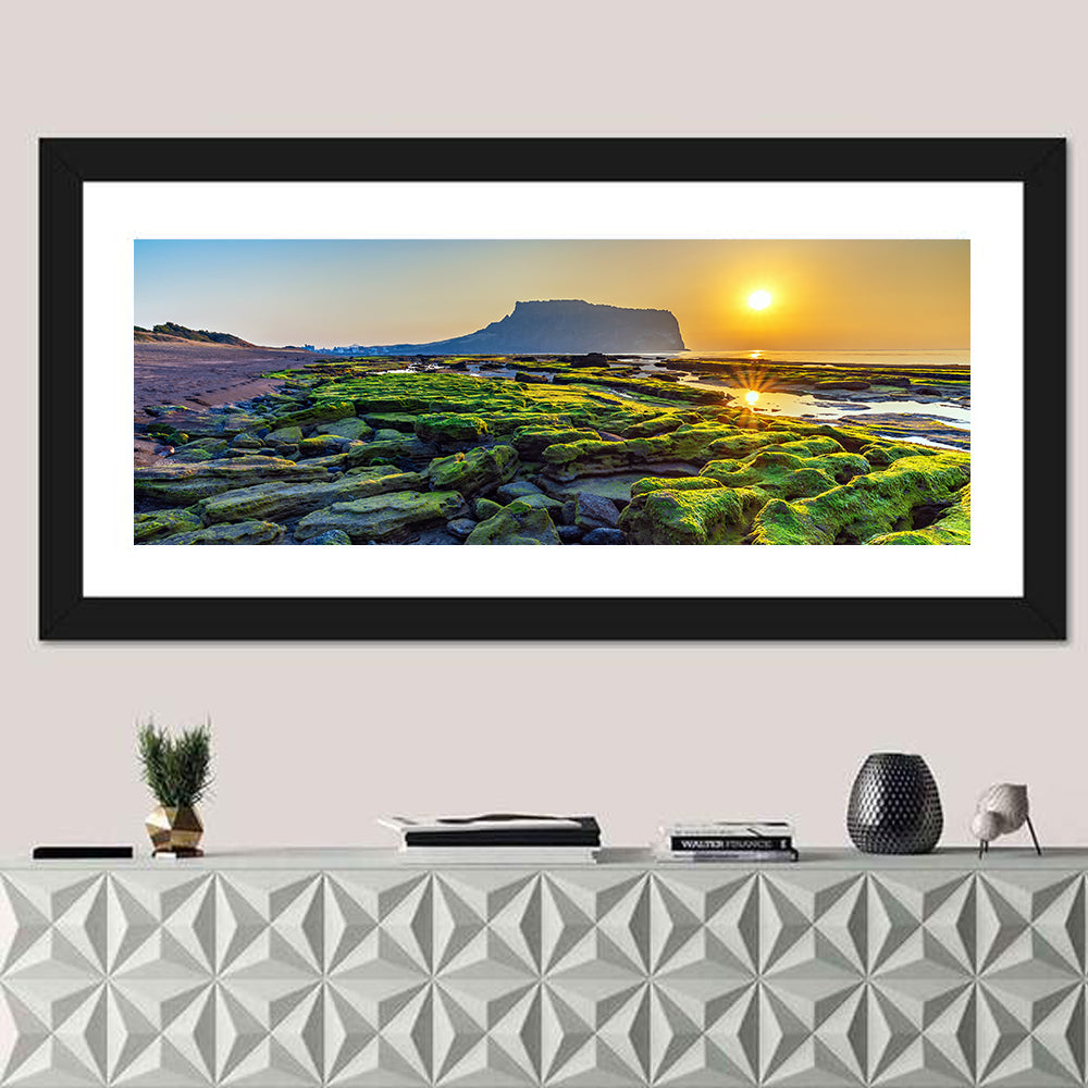 Seongsan Ilchulbong Sunrise Wall Art in a room, panoramic