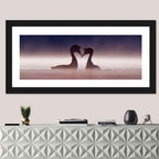 Crested Grebes in Morning Mist Wall Art