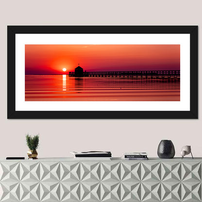 Pier On A Beach Sunset Wall Art