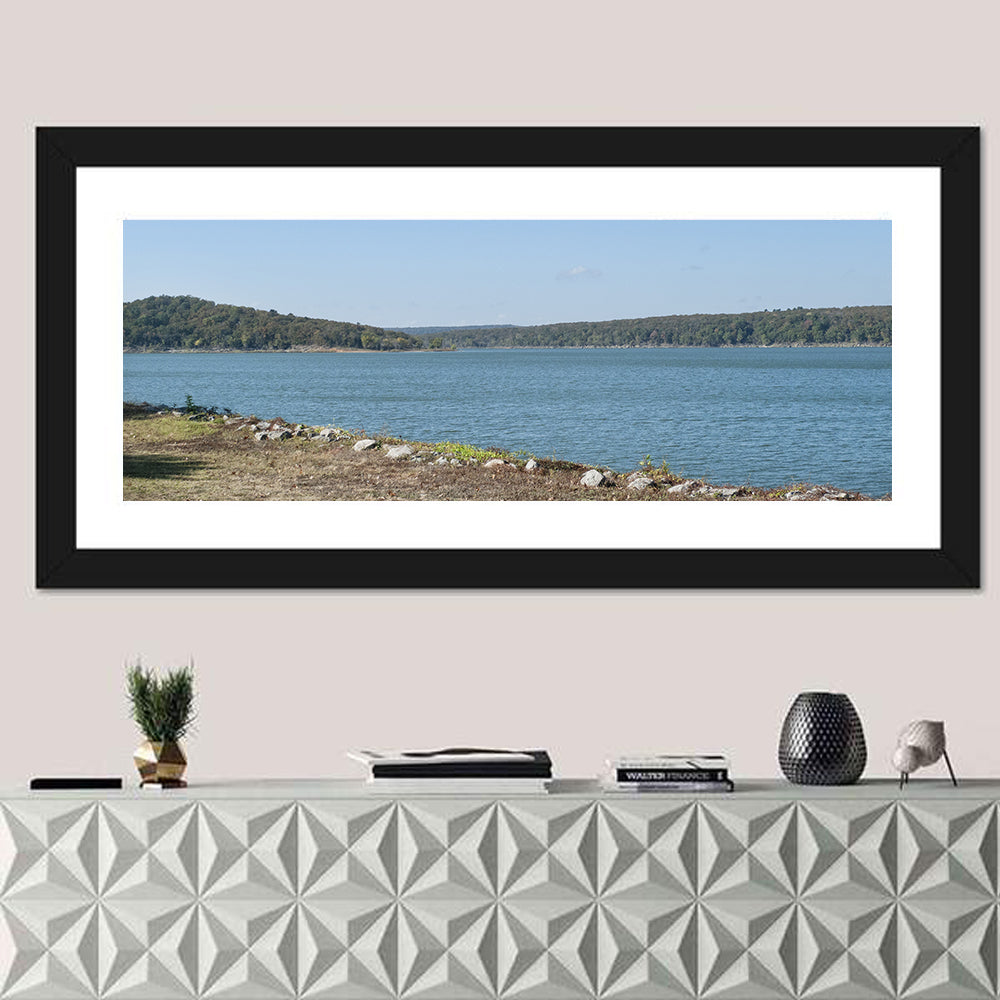 Tenkiller Lake Shoreline Wall Art in a room, panoramic