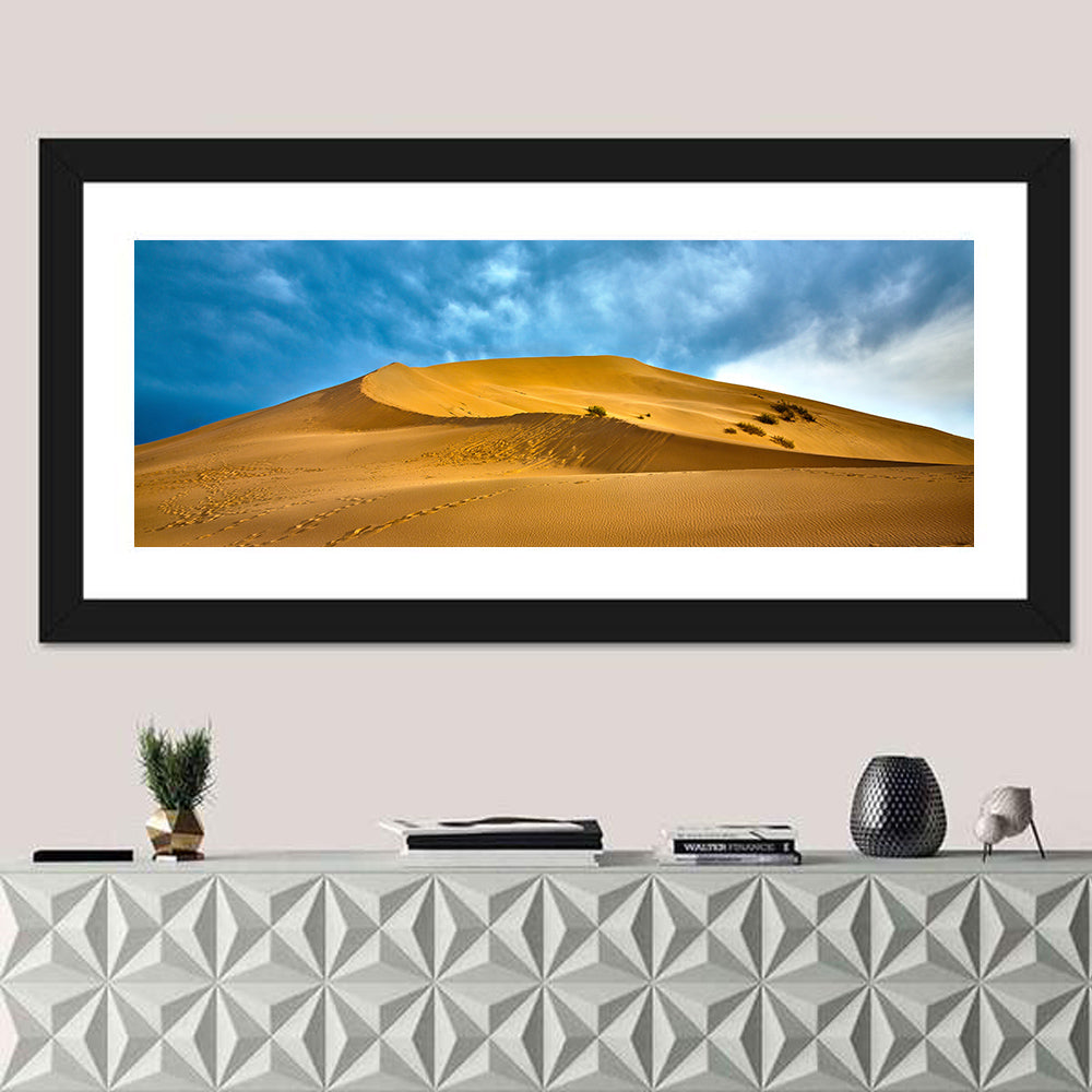 Altyn Emel Sand Dunes Wall Art in a room, panoramic