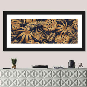 Golden Tropical Leaves Wall Art