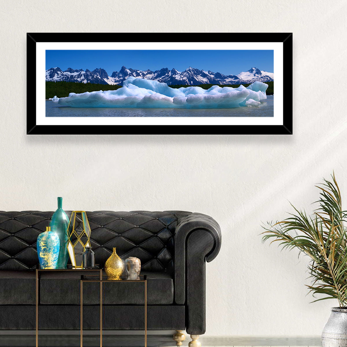 Chilkat Glacier and Iceberg Wall Art in a room, panoramic