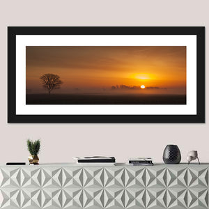 Misty Farmland Sunrise Wall Art